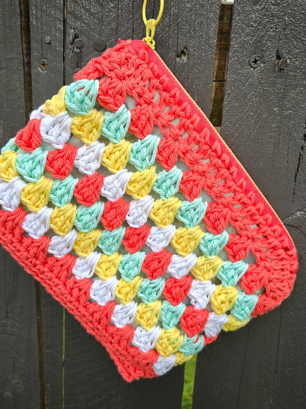 Handmade Crocheted Cotton Zipper Pouch